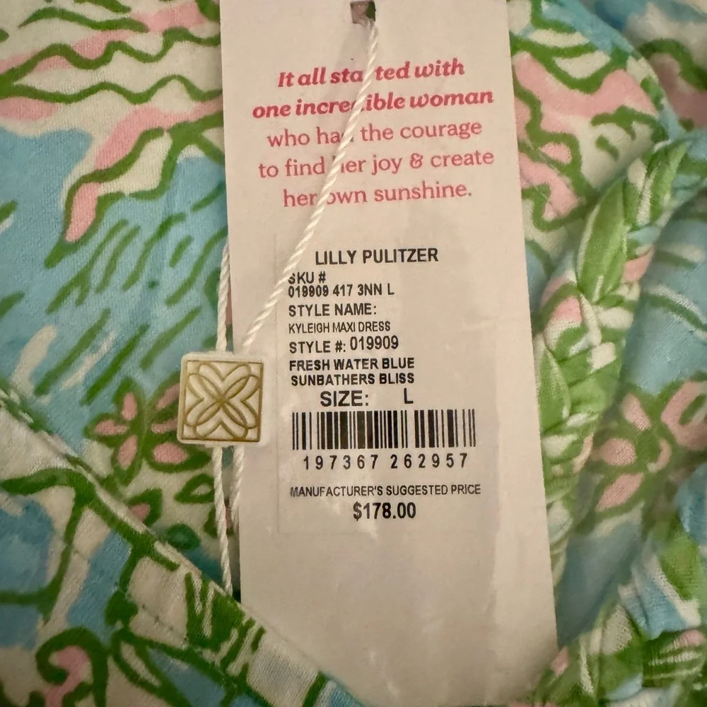 NWT Lilly Pulitzer KYLEIGH MAXI 👗 “Fresh Water Blue Sunbath” MSRP $178 NWT sz LG - Picture 5 of 16